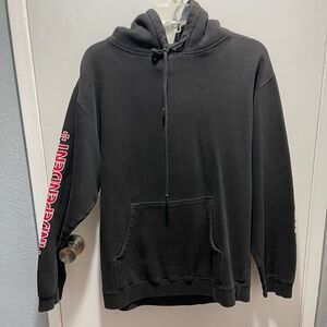 Independent Black Hoodie with Red Sleeve Print
